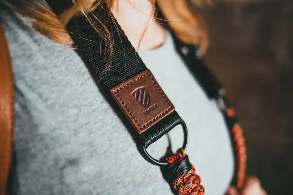Handcrafted leather camera strap