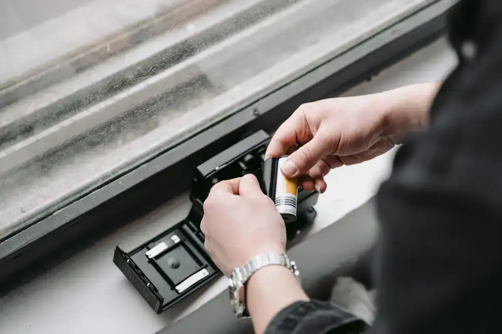 Hand turning the rewind crank on a vintage camera